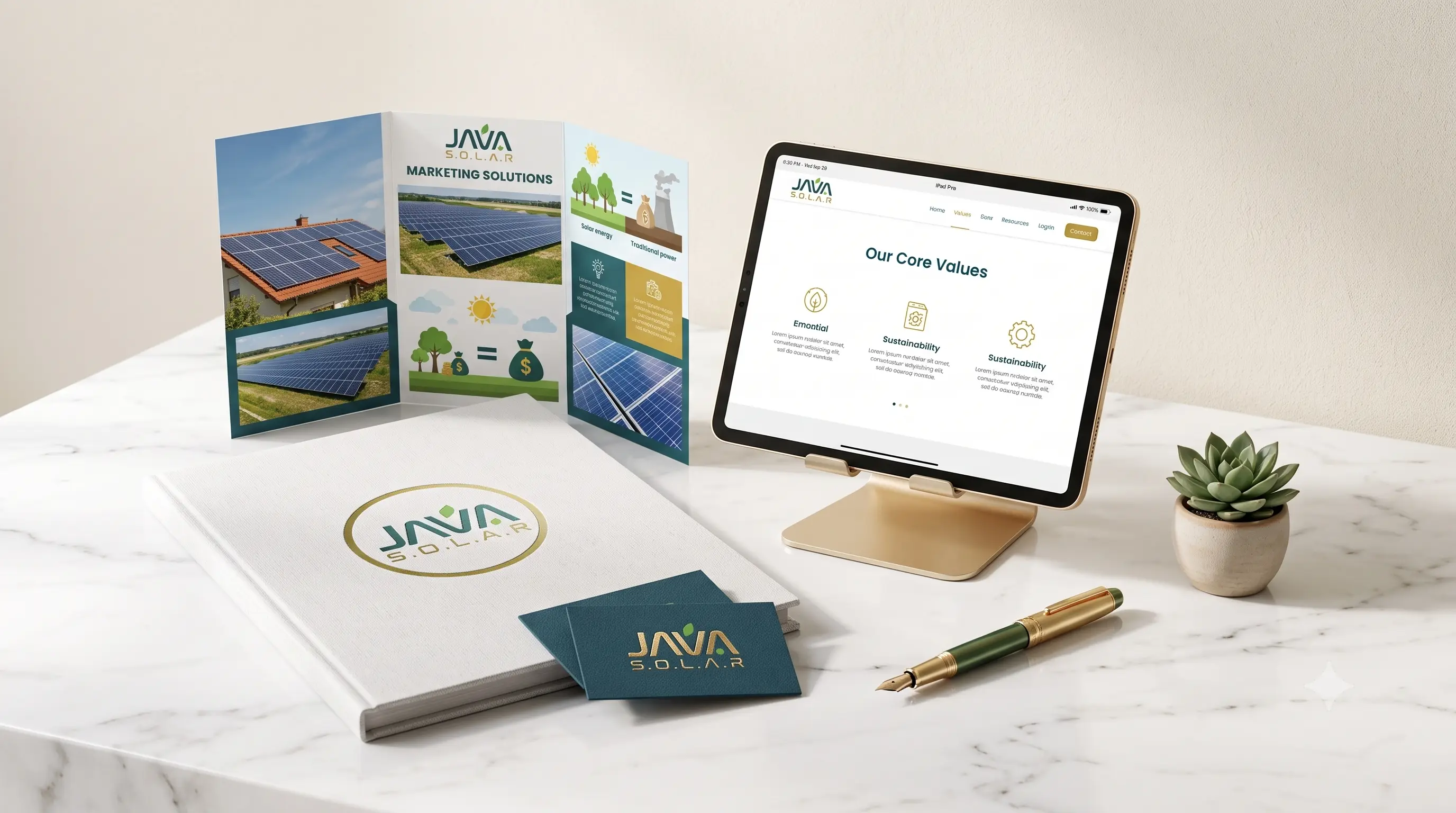 Aplicação da identidade visual da Java Solar em fachada, frota e comunicação